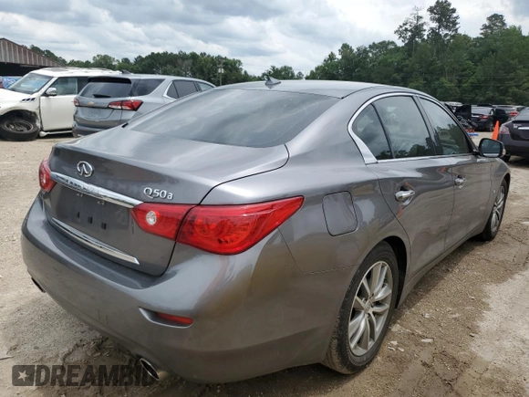 2015 Infiniti Q50 with VIN JN1BV7APXFM342123, listed as a Copart auction lot 58761595 with 88,260 mi miles and Salvage title. Bid and sale history available at DreamBid. Image 3.
