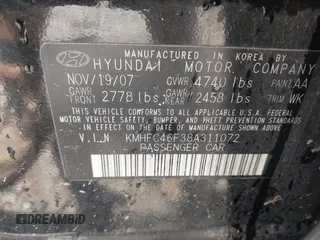 2008 Hyundai Azera Limited z VIN KMHFC46F38A311072, wystawiony jako IAAI lot #42432173 z przebiegiem 221 512 mil mil oraz . Historia ofert i sprzedaży dostępna na DreamBid. Obrazek 9.