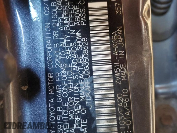 2016 Toyota Prius Four z VIN JTDKARFU2G3508628, wystawiony jako Copart lot #54727495 z przebiegiem Nie podano mil oraz Szkoda całkowita • Salvage title. Historia ofert i sprzedaży dostępna na DreamBid. Obrazek 13.