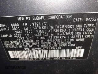 2023 Subaru Ascent Limited with VIN 4S4WMAUDXP3434710, listed as a IAAI auction lot 42052204 with 33,014 mi miles and . Bid and sale history available at DreamBid. Image 9.