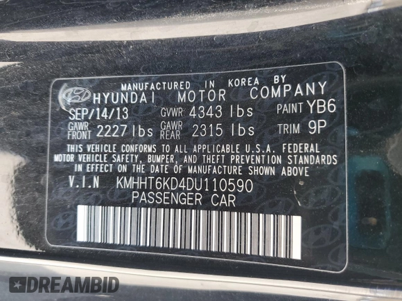2013 Hyundai Genesis Coupe 2.0T z VIN KMHHT6KD4DU110590, wystawiony jako Copart lot #52810485 z przebiegiem 95 486 mil mil oraz Szkoda całkowita • Salvage title. Historia ofert i sprzedaży dostępna na DreamBid. Obrazek 12.