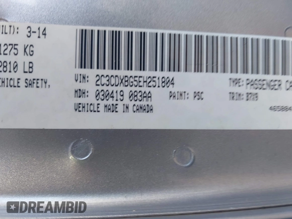 2014 Dodge Charger SE with VIN 2C3CDXBG5EH251804, listed as a IAAI auction lot 41659780 with 207,956 mi miles. Bid and sale history available at carsss.com. Image 9.
