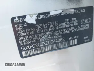 2014 BMW X6 xDrive35i z VIN 5UXFG2C5XE0C44062, wystawiony jako IAAI lot #41848304 z przebiegiem 154 683 mil mil oraz . Historia ofert i sprzedaży dostępna na DreamBid. Obrazek 9.