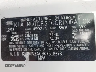 2019 Kia Sportage EX z VIN KNDPN3AC9K7618373, wystawiony jako Copart lot #54144465 z przebiegiem 49 070 mil mil oraz Nie do naprawy • Non repairable. Historia ofert i sprzedaży dostępna na DreamBid. Obrazek 14.