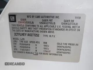 2010 GMC Terrain SLT-2 with VIN 2CTFLHEY1A6277252, listed as a IAAI auction lot 42039768 with 150,631 mi miles and . Bid and sale history available at carsss.com. Image 9.