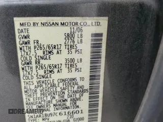 2007 Nissan Pathfinder S z VIN 5N1AR18U97C616601, wystawiony jako Copart lot #54655155 z przebiegiem 187 287 mil mil oraz Szkoda całkowita • Salvage title. Historia ofert i sprzedaży dostępna na DreamBid. Obrazek 14.