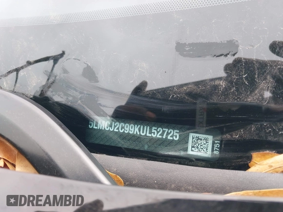 2019 Lincoln MKC Select with VIN 5LMCJ2C99KUL52725, listed as a IAAI auction lot 41512726 with 119,422 mi miles and . Bid and sale history available at DreamBid. Image 9.