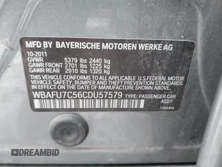 2012 BMW 5 Series 535i xDrive with VIN WBAFU7C56CDU57579, listed as a IAAI auction lot 41590047 with 108,748 mi miles and . Bid and sale history available at carsss.com. Image 9.