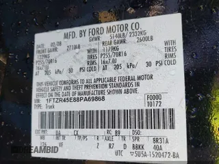 2008 Ford Ranger XLT with VIN 1FTZR45E88PA69868, listed as a IAAI auction lot 42007624 with 187,712 mi miles. Bid and sale history available at carsss.com. Image 9.