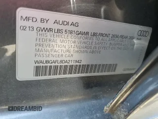 2013 Audi S4 Premium Plus with VIN WAUBGAFL8DA211942, listed as a Copart auction lot 71849104 with 63,483 mi miles and Salvage Title. Bid and sale history available at carsss.com. Image 12.