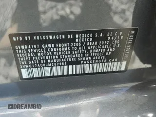 2018 Volkswagen Golf S с VIN 3VWG17AU0JM282951, выставлен на аукционе Copart как лот 54667125 с пробегом 82 218 миль миль и Списание • Salvage title. История ставок и продаж доступна на DreamBid. Изображение 13.
