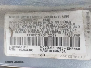 2003 Toyota Matrix Std z VIN 2T1KR32EX3C162303, wystawiony jako IAAI lot #42446925 z przebiegiem 224 819 mil mil oraz . Historia ofert i sprzedaży dostępna na DreamBid. Obrazek 9.