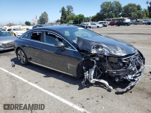 2023 Mercedes-Benz EQS with VIN W1KCG2DB2PA023497, listed as a Copart auction lot 61127224 with 0 mi miles and Salvage Title. Bid and sale history available at carsss.com. Image 4.