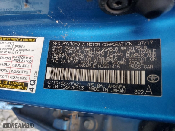 2017 Toyota Corolla iM with VIN JTNKARJE1HJ551415, listed as a Copart auction lot 64323354 with 128,972 mi miles and Clean Title. Bid and sale history available at carsss.com. Image 12.