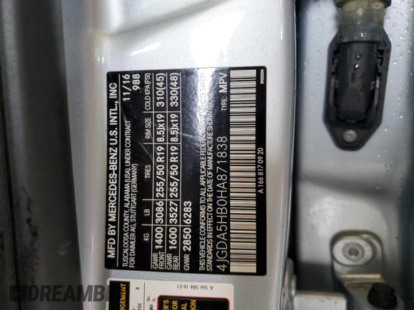 2017 Mercedes-Benz GLE 350 z VIN 4JGDA5HB0HA871838, wystawiony jako Copart lot #62673365 z przebiegiem 49 866 mil mil oraz Szkoda całkowita • Salvage title. Historia ofert i sprzedaży dostępna na DreamBid. Obrazek 13.