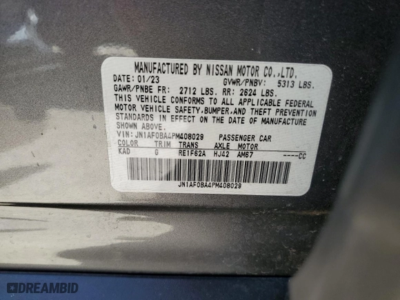 2023 Nissan ARIYA ENGAGE with VIN JN1AF0BA4PM408029, listed as a Copart auction lot 57332504 with 8,167 mi miles and Salvage Title. Bid and sale history available at carsss.com. Image 15.