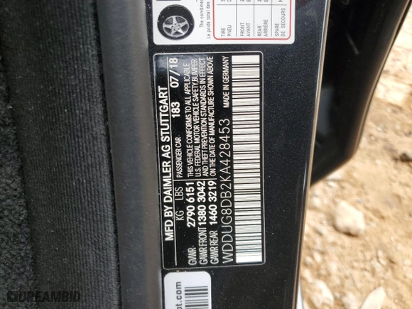 2019 Mercedes-Benz S-Class S 560 with VIN WDDUG8DB2KA428453, listed as a Copart auction lot 78587824 with 65,261 mi miles and Salvage Title. Bid and sale history available at carsss.com. Image 14.
