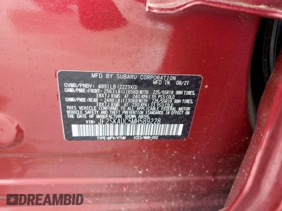 2021 Subaru Forester Limited with VIN JF2SKAUC5MH589228, listed as a Copart auction lot 43605685 with 24,928 mi miles and Salvage Title. Bid and sale history available at carsss.com. Image 13.