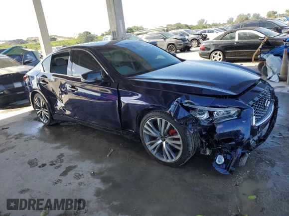 2021 Infiniti Q50 Sensory with VIN JN1EV7CP0MM703236, listed as a Copart auction lot 41563465 with 70,474 mi miles and Salvage Title. Bid and sale history available at DreamBid. Image 4.