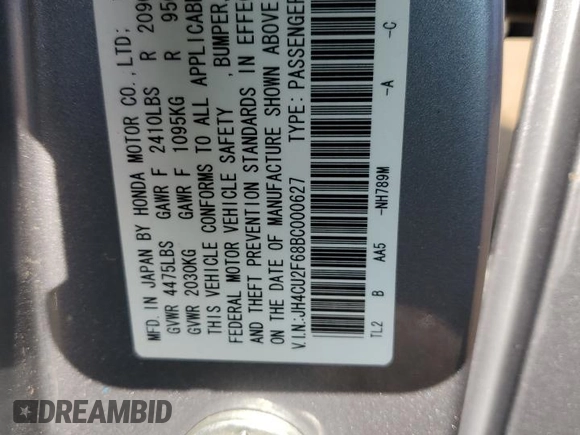 2011 Acura TSX with VIN JH4CU2F68BC000627, listed as a Copart auction lot 62709615 with 126,238 mi miles and Salvage title. Bid and sale history available at DreamBid. Image 13.