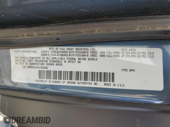 2005 Subaru Legacy Outback Limited with VIN 4S4BP62CX57302002, listed as a Copart auction lot 64378115 with 107,943 mi miles and Salvage title. Bid and sale history available at DreamBid. Image 13.