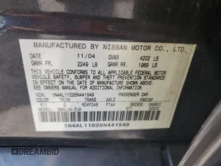 2005 Nissan Altima 2.5 z VIN 1N4AL11D25N441549, wystawiony jako Copart lot #57867675 z przebiegiem 150 234 mil mil oraz Szkoda całkowita • Salvage title. Historia ofert i sprzedaży dostępna na DreamBid. Obrazek 12.