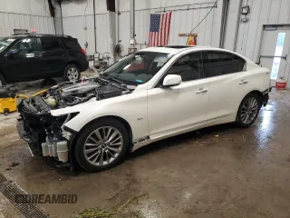2018 Infiniti Q50 Luxe with VIN JN1EV7AR0JM438883, listed as a Copart auction lot 58602845 with 54,576 mi miles and Salvage title. Bid and sale history available at DreamBid. Image 1.