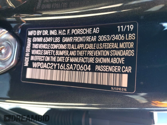 2020 Porsche Taycan Turbo with VIN WP0AC2Y16LSA70604, listed as a Copart auction lot 78232594 with 40,666 mi miles and Salvage title. Bid and sale history available at DreamBid. Image 15.