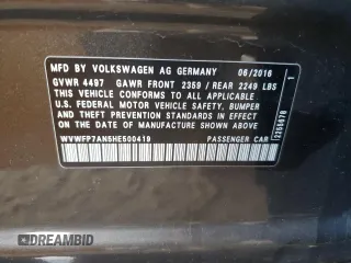 2017 Volkswagen CC R-Line 2.0T Executive with VIN WVWFP7AN5HE500419, listed as a Copart auction lot 67647164 with 86,625 mi miles and Salvage Title. Bid and sale history available at carsss.com. Image 12.