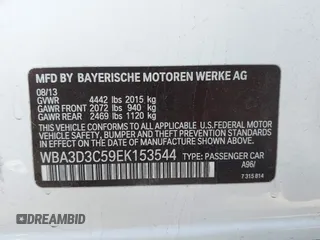2014 BMW 3 Series 328d with VIN WBA3D3C59EK153544, listed as a IAAI auction lot 42315834 with 171,833 mi miles and . Bid and sale history available at DreamBid. Image 9.
