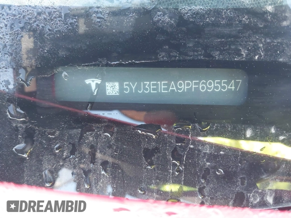 2023 Tesla Model 3 with VIN 5YJ3E1EA9PF695547, listed as a IAAI auction lot 40100334 with Not Provided miles and . Bid and sale history available at DreamBid. Image 9.