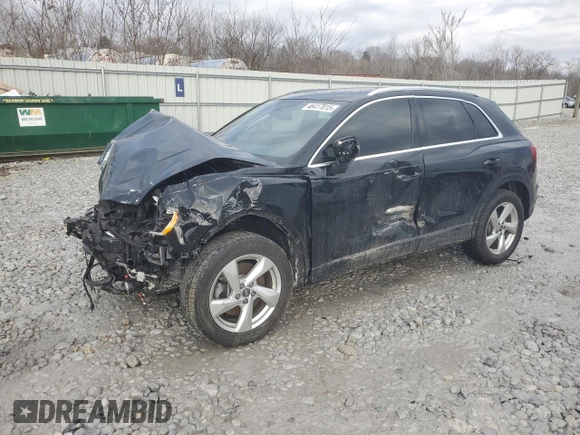 2022 Audi Q3 Premium with VIN WA1AUCF31N1033662, listed as a Copart auction lot 46417015 with 38,647 mi miles and Salvage Title. Bid and sale history available at carsss.com. Image 1.
