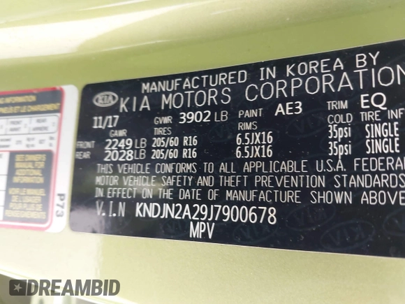2018 Kia Soul with VIN KNDJN2A29J7900678, listed as a IAAI auction lot 41645175 with 35,802 mi miles. Bid and sale history available at carsss.com. Image 9.