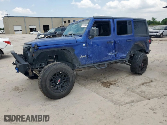 2018 Jeep Wrangler Unlimited Sport S with VIN 1C4HJXDG0JW272837, listed as a Copart auction lot 57532455 with Not provided miles and Salvage title. Bid and sale history available at DreamBid. Image 1.