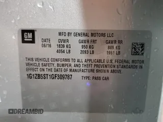 2016 Chevrolet Malibu LS with VIN 1G1ZB5ST1GF309787, listed as a Copart auction lot 60612795 with 109,157 mi miles and Salvage title. Bid and sale history available at DreamBid. Image 12.