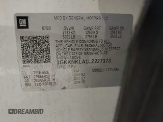 2020 GMC Acadia SLE with VIN 1GKKNKLA1LZ227373, listed as a IAAI auction lot 41852128 with 65,297 mi miles and . Bid and sale history available at carsss.com. Image 9.