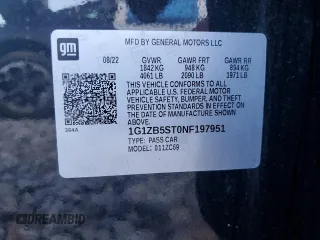 2022 Chevrolet Malibu LS with VIN 1G1ZB5ST0NF197951, listed as a Copart auction lot 51673225 with 61,497 mi miles and Non Repairable. Bid and sale history available at DreamBid. Image 13.