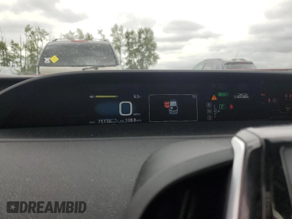2017 Toyota Prius Plus with VIN JTDKARFPXH3064037, listed as a Copart auction lot 60490325 with 75,156 mi miles and Salvage title. Bid and sale history available at DreamBid. Image 9.