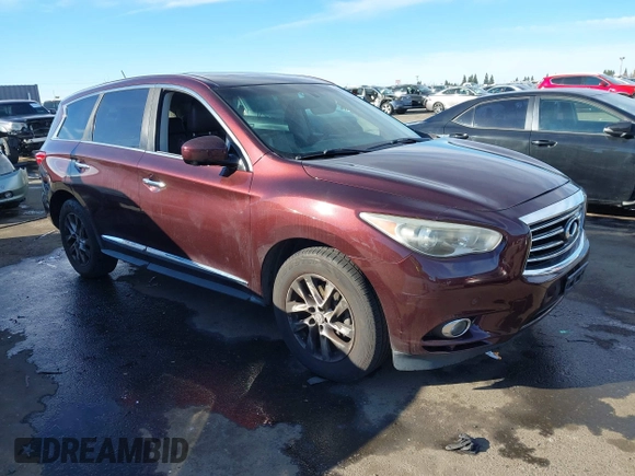 2013 Infiniti JX35 with VIN 5N1AL0MM0DC324641, listed as a IAAI auction lot 41309512 with 133,247 mi miles. Bid and sale history available at carsss.com. Image 1.