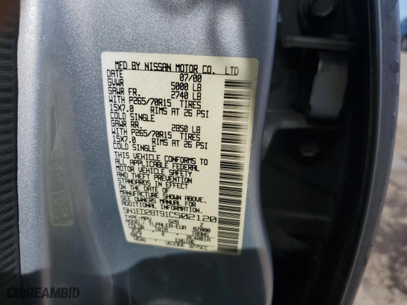 2001 Nissan Xterra XE with VIN 5N1ED28T91C502120, listed as a Copart auction lot 48181475 with 159,310 mi miles and Salvage Title. Bid and sale history available at carsss.com. Image 15.