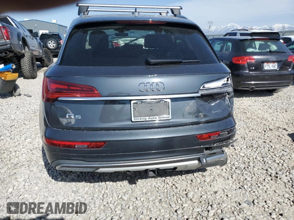 2021 Audi Q5 Premium Plus with VIN WA1BAAFY7M2118933, listed as a Copart auction lot 57853415 with 58,112 mi miles and Salvage title. Bid and sale history available at DreamBid. Image 6.