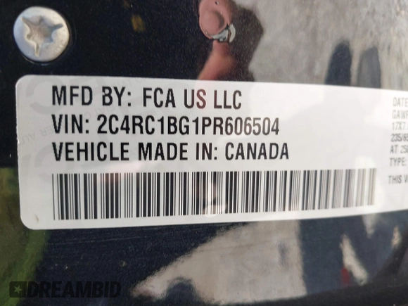 2023 Chrysler Pacifica Touring L with VIN 2C4RC1BG1PR606504, listed as a IAAI auction lot 42647652 with 41,598 mi miles and . Bid and sale history available at DreamBid. Image 9.