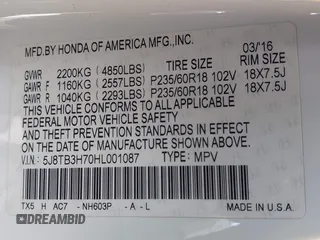 2017 Acura RDX Advance with VIN 5J8TB3H70HL001087, listed as a IAAI auction lot 41799341 with 125,205 mi miles and . Bid and sale history available at DreamBid. Image 9.