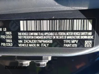 2022 Jeep Renegade Latitude with VIN ZACNJDB17NPN46406, listed as a IAAI auction lot 42230690 with 23,519 mi miles and . Bid and sale history available at DreamBid. Image 9.