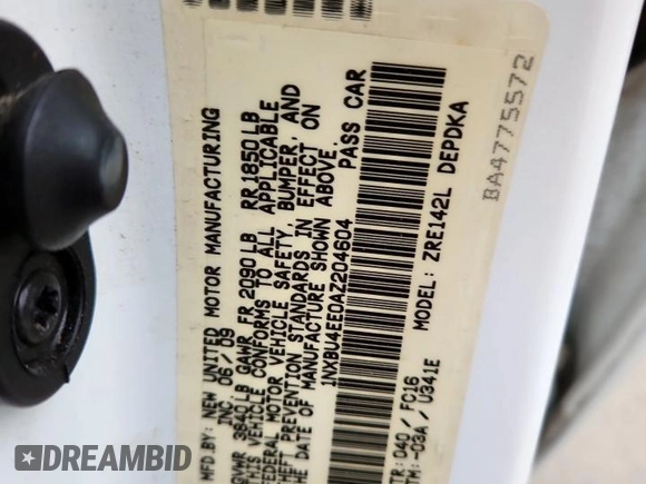 2010 Toyota Corolla with VIN 1NXBU4EE0AZ204604, listed as a Copart auction lot 63531145 with 194,587 mi miles and Salvage title. Bid and sale history available at DreamBid. Image 12.