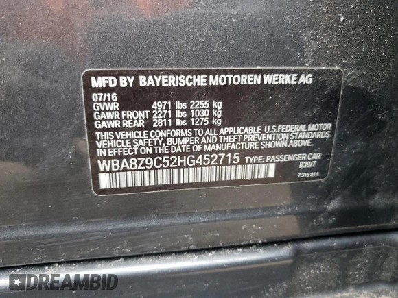 2017 BMW 3 Series 330i xDrive with VIN WBA8Z9C52HG452715, listed as a Copart auction lot 50740825 with 68,863 mi miles and Salvage Title. Bid and sale history available at carsss.com. Image 12.