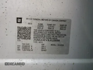 2020 Chevrolet Equinox Premier z VIN 2GNAXXEV3L6128099, wystawiony jako Copart lot #79041114 z przebiegiem 65 856 mil mil oraz Szkoda całkowita • Salvage title. Historia ofert i sprzedaży dostępna na DreamBid. Obrazek 14.