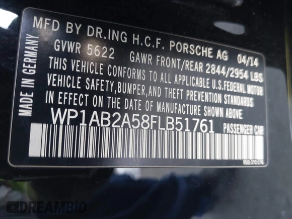 2015 Porsche Macan S with VIN WP1AB2A58FLB51761, listed as a IAAI auction lot 41881994 with 45,540 mi miles. Bid and sale history available at carsss.com. Image 9.
