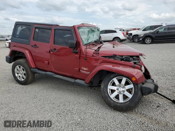 2013 Jeep Wrangler Unlimited Sahara with VIN 1C4BJWEG6DL548801, listed as a Copart auction lot 54563075 with Not provided miles and Salvage title. Bid and sale history available at DreamBid. Image 4.
