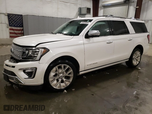 2019 Ford Expedition Max Platinum z VIN 1FMJK1MT7KEA17405, wystawiony jako Copart lot #44035065 z przebiegiem 106 456 mil mil oraz Szkoda całkowita • Salvage title. Historia ofert i sprzedaży dostępna na DreamBid. Obrazek 1.